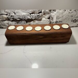 Indoor Outdoor 7 Tea Light Candle Holder Reclaimed Wood